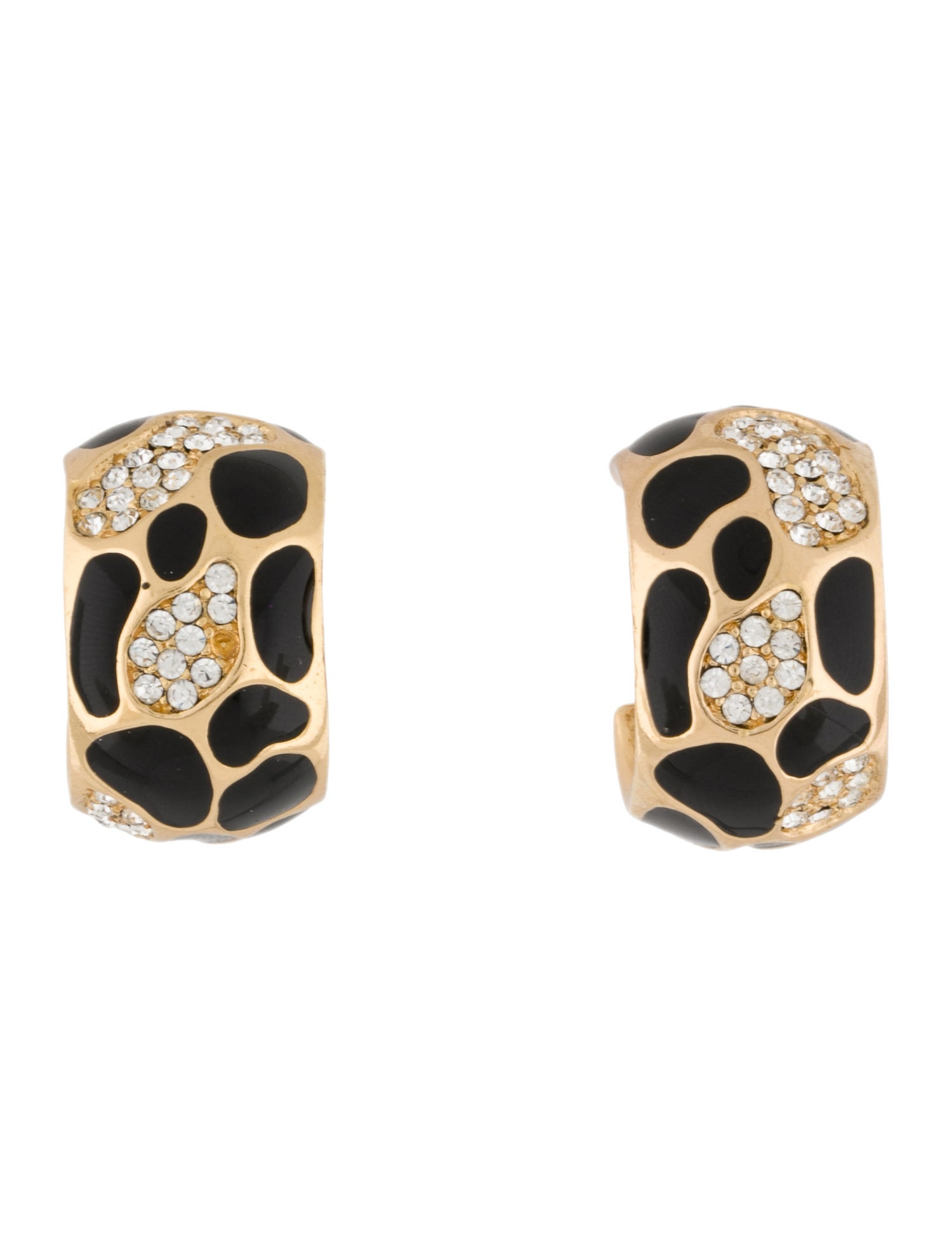 Christian Dior Vintage Enamel & Crystal Clip-On Earrings